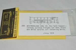 HO scale C-D-S Lettering dry transfer decals 209 Westmoreland Coal hopper car - Picture 1 of 2