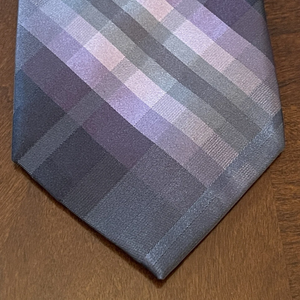 Мужской галстук Ck Calvin Klein фиолетовый серый 100% шелк сделано в Китае очень длинный - Изображение 1 из 4