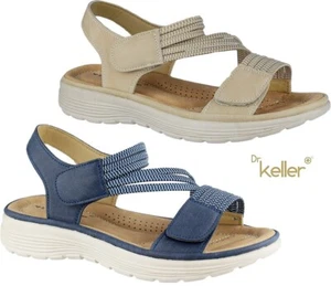 Ladies Dr Keller Lightweight Summer Flat Open Toe Touch Fastening Sandals Shoes - Picture 1 of 17