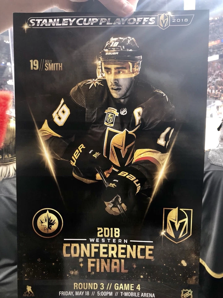 РАУНД 3 ИГРЫ 4 REILLY SMITH VEGAS ЗОЛОТЫЕ РЫЦАРИ WINNIPEG JETS ПЛЕЙ-ОФФ ПЛАКАТ - Изображение 1 из 1