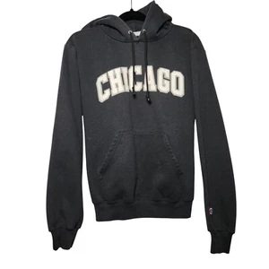 Champion Hoodie Chicago Pullover Sweatshirt Black Cotton Blend Size S - Picture 1 of 5