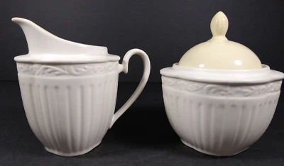 Vintage Mikasa Italian Saffron Lidded Sugar Bowl and Creamer Ceramic  - Image 1 of 4