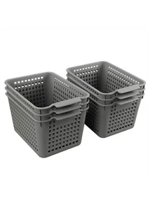 Plastic Storage Baskets, Small Storage Bins, Plastic Baskets 6 Pack (Grey) - Picture 1 of 8