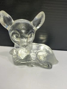 Vintage Goebel Glass Deer FawnFigure 1980 Clear Signed Marked - Picture 1 of 6