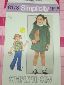 Vintage Simplicity Pattern 8178 Girls Yoked Dresses Top Pants Size 5 UNCUT - Picture 1 of 4