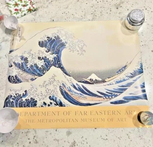 Rare Vintage 1993 Hokusai Poster Print Metropolitan Museum Of Art Great Wave - Picture 1 of 9
