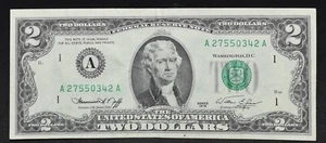 $2 dollar bill 1976 *Error with seal sticking above the word TWO (SKU#8) - Picture 1 of 2
