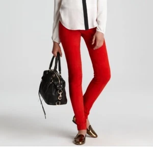 NWT Theory Red Suede Stretch Legging, Sz 6, Retail $795 - Picture 1 of 4