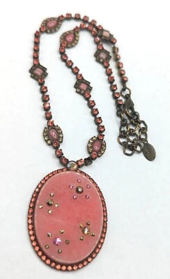 Collar de Piedra Rosa Estrás Cristal Firmado SORRELLI *Falta Cristal* Leer  Foto 1 de 4