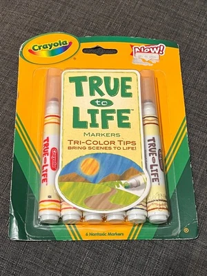 Crayola True to Life Markers Tri-Color Tips 6 Markers New Rare 2007 - image 1 of 3