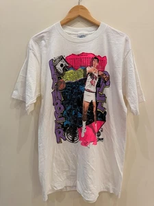 Vintage 1990 Detroit Pistons Bill Laimbeer Neon Paint Bad Boys Shirt Salem L - Picture 1 of 5