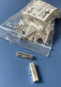 100 SP Endcrimp For Ribbon Or Chokers Or Bookmarks Silver Plated NIP SHIP USA - Picture 1 of 4