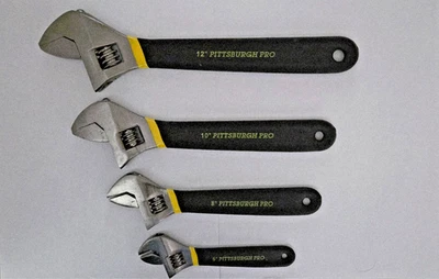 Adjustable Wrench Laser Etched Set 4 Piece Pro-quality 12" 10" 8" 6" Metric SAE - Image 1 of 4