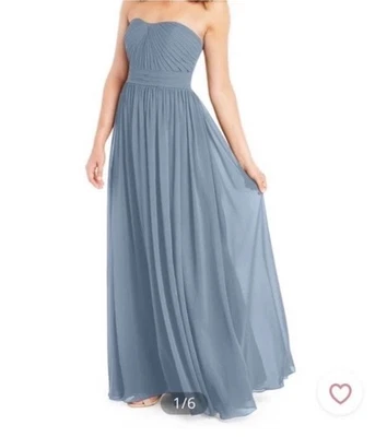 NWT Azazie Milagros size 12 dusty blue strapless bridesmaid dress prom wedding - Image 1 of 4