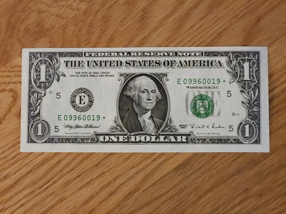 1995 $1 "STAR NOTE" RICHMOND DISTRICT UNC/GEM E09960019* 3 OF 3 CONS SER NUM  - Image 1 of 4