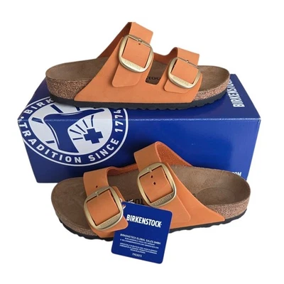 Birkenstock Arizona Big Buckle Burnt Orange Suede Leather Sandals Size 38 - Image 1 of 4