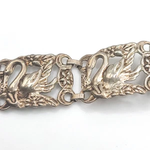 Vintage Sterlingsilber Armband Schwan Glied Vögel 7" - Bild 1 von 12