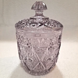 Antique Biscuit Jar Purple From Solorization Early 1900's Rare w/ Lid 6"H - Picture 1 of 10