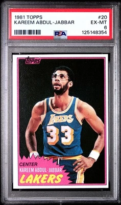 1981 TOPPS #20 KAREEM ABDUL-JABBAR graded a 6 by PSA. - image 1 of 2