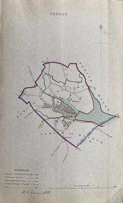 1837 Antique Map; Penryn, Cornwall, Boundaries and Plan by Robert Dawson - Image 1 of 2