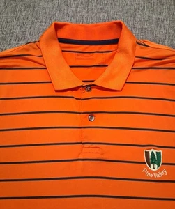 RLX Ralph Lauren Pine Valley Club Logo Striped Golf Shirt Orange Navy Size Large - Picture 1 of 12