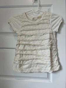 Matilda Jane Happy And Free Whipped Cream Eyelet Ruffle Top Size 8 - Picture 1 of 2