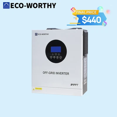 Inversor híbrido solar ECO-WORTHY 5KW 48V DC-120V/220V AC fase dividida fuera de la red Foto 1 de 4