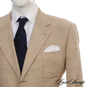 #1 MENSWEAR Belvest Made in Italy 100% Silk Shantung Dupioni Champagne Jacket 54 - Picture 1 of 10