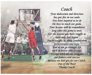 TO OUR BASKETBALL COACH PERSONALIZED POEM END OF THE YEAR APPRECIATION GIFT - Picture 1 of 1