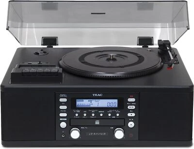 TEAC CD Recorder w/Turntable/Cassette Player LP-R550USB-B - Image 1 of 3