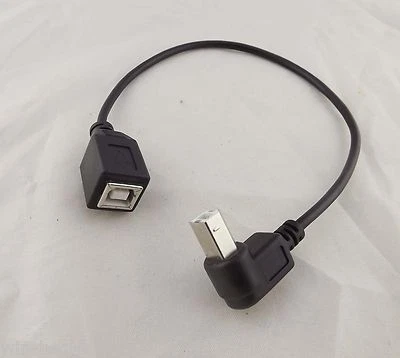 USB 2.0 B Female To Down Angle USB B Male Printer Short Data Cable Adapter 1ft - Image 1 of 4