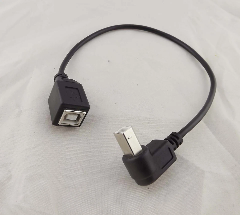 USB 2.0 B Female To Down Angle USB B Male Printer Short Data Cable Adapter 1ft - Image 1 of 4
