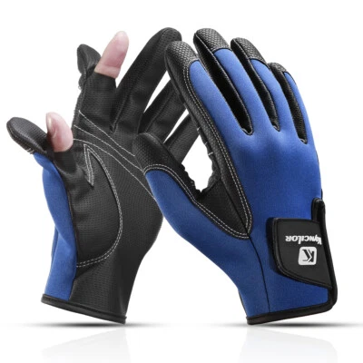 Guantes de pesca de neopreno polar impermeables cálidos guantes de dedo completo para hombres mujeres Foto 1 de 4