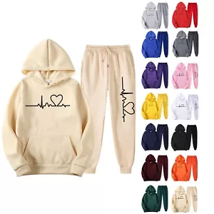 Women's 2 Piece Outfits Casual Long Sleeve Pullover Hooded Sweatshirt Pants Set - Picture 1 of 66