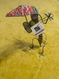 Lizard Gecko Playing The Blues Guitar Recycled Metal Art Handmade Asheville NWT  - Picture 1 of 10