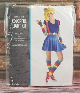 Totally 80's Colorful Light Kit Halloween Costume 5 pc Belt 2 Arm 2 Leg Warmers - Picture 1 of 4