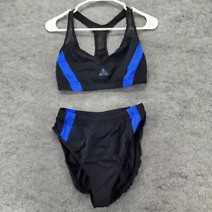 Speedo 2 Piece Swimsuit Womens 12 Black Blue Swimwear - Picture 1 of 8