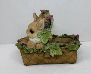 Basket For Two Trinket Candy Dish Floral Berries Bunny Spring Decor Tabletop - Picture 1 of 10