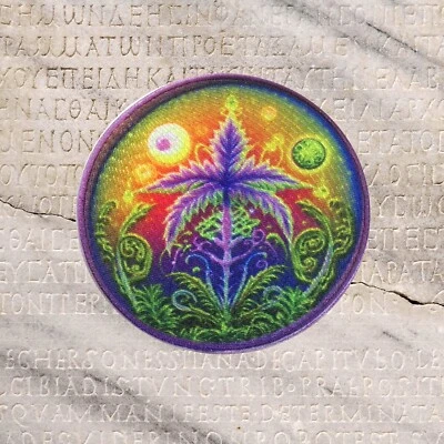 Cosmic Stoner Patch Iron-on Applique Clothing Hippie Boho Herbal Medicine Weed - Image 1 of 4