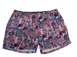Mens Used Westport Black 4XB Swim Trunks Multi-colored Tropical Print/ Coral - Picture 1 of 4