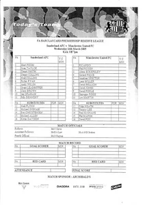 Sunderland Reserves v Manchester United Reserves 2004/5 (16 Mar) - Picture 1 of 1