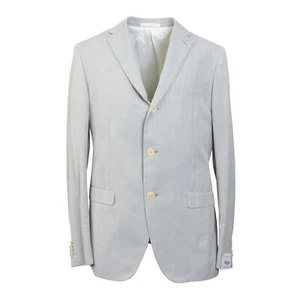 NWT CARUSO Dove Grey Cotton Stripe Suit 8R Size 50 $1995 - Picture 1 of 6