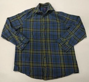 SaddleBred Button Up Shirt Men's LT Green blue Plaid Long Sleeve - Picture 1 of 10
