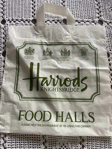 Vintage Plastic Bag, Harrods Knightsbridge Food Halls. White. 4 x Royal Appts - Picture 1 of 4
