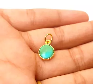 Natural Blue Turquoise Gold Charm Pendant ,18K Gold Charm , Charm Necklace - Picture 1 of 5