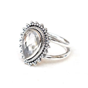 Natural Crytal quartz Ring Clear quartz Ring 925 Sterling Handmade Ring-CR003 - Picture 1 of 4