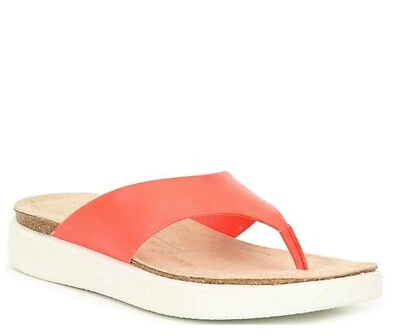 Sandalias de Tanga Ecco Corksphere Cuero Coral Neón 1117 UE Talla 41 EE. UU. 10 Foto 1 de 4