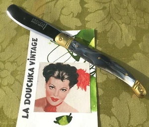 LAGUIOLE 1970s SPREADING KNIFE~MARBLED GRAY~ TEMPERED STEEL ~MADE IN FRANCE~ NEW - Picture 1 of 7