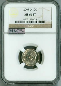 2007 D NGC MS66FT MAC PQ Full Torch Roosevelt Dime 2nd Highest Registry, White - Picture 1 of 4