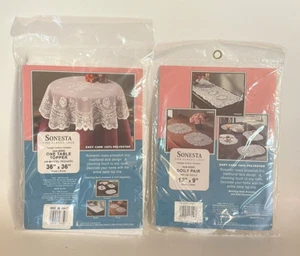 Beacon Looms Sonesta Rose Lace 36" Round Table Topper & Doily Pair NEW USA - Picture 1 of 4